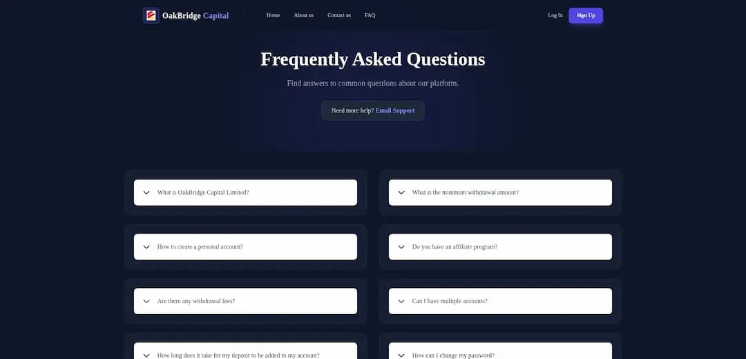 Website screenshot for https://oakbridgecapital.online/ - 2