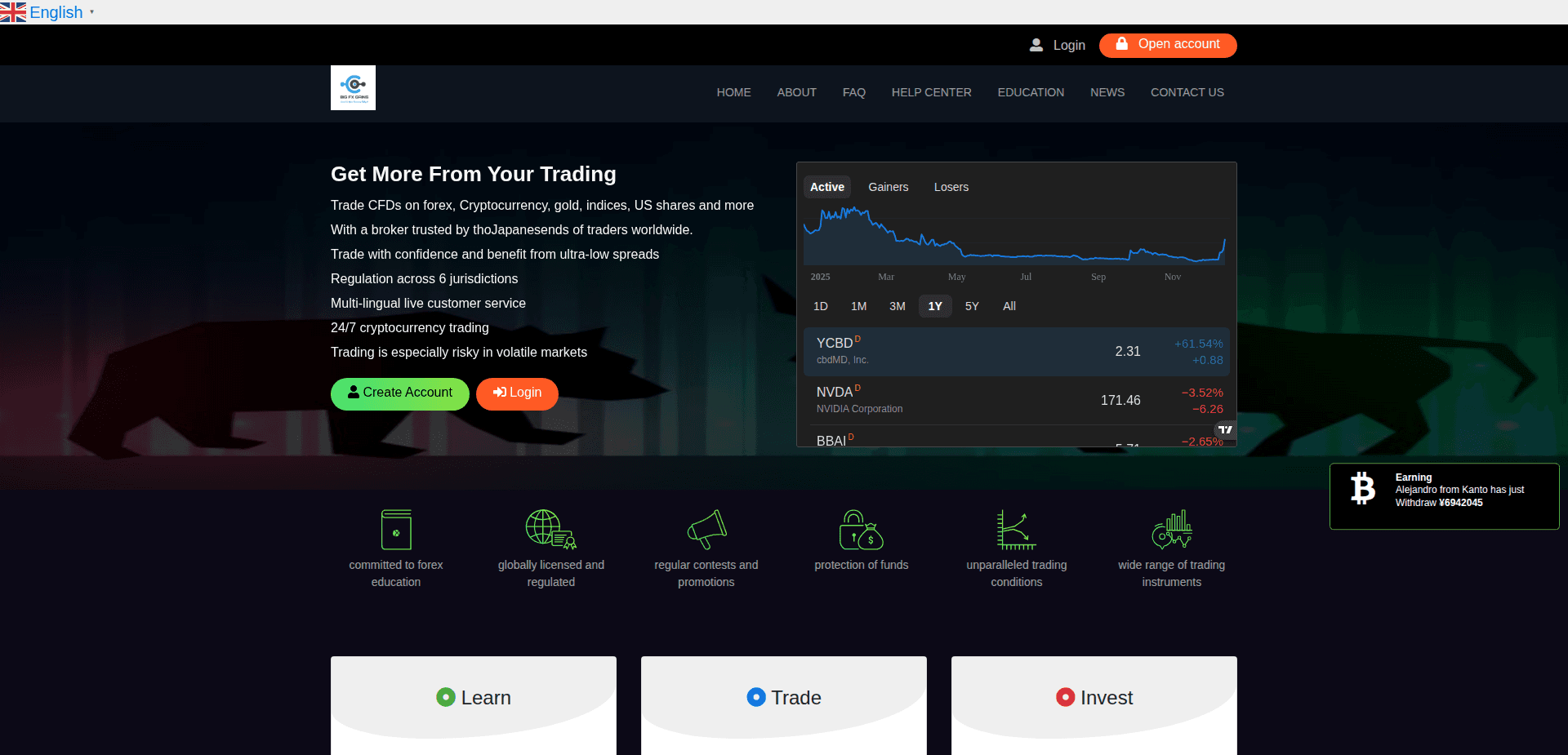 Website screenshot for https://bigfxgains.com/ - 1