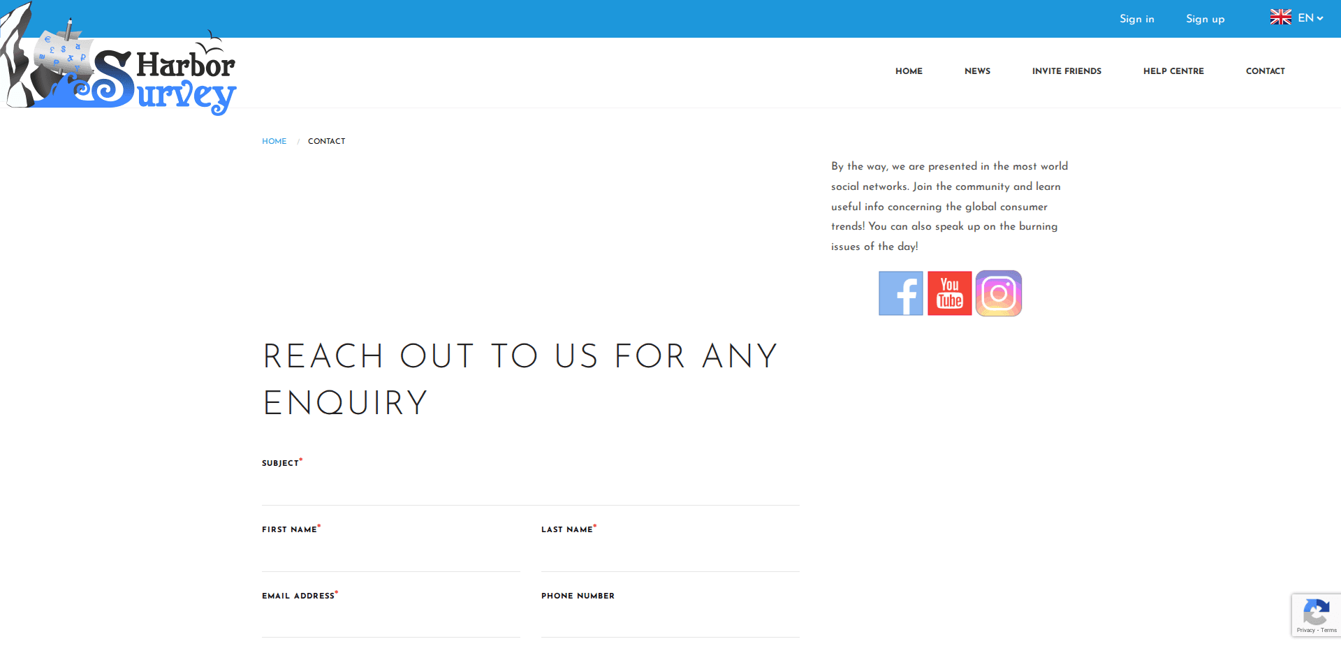 Website screenshot for https://surveyharbor.com/ - 2