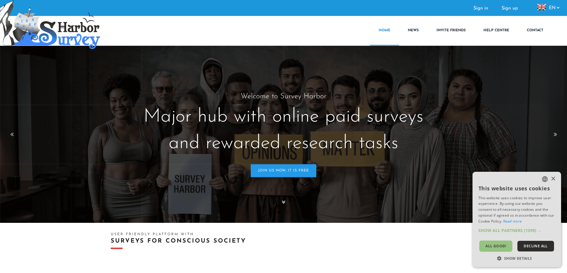 Website screenshot for https://surveyharbor.com/ - 1