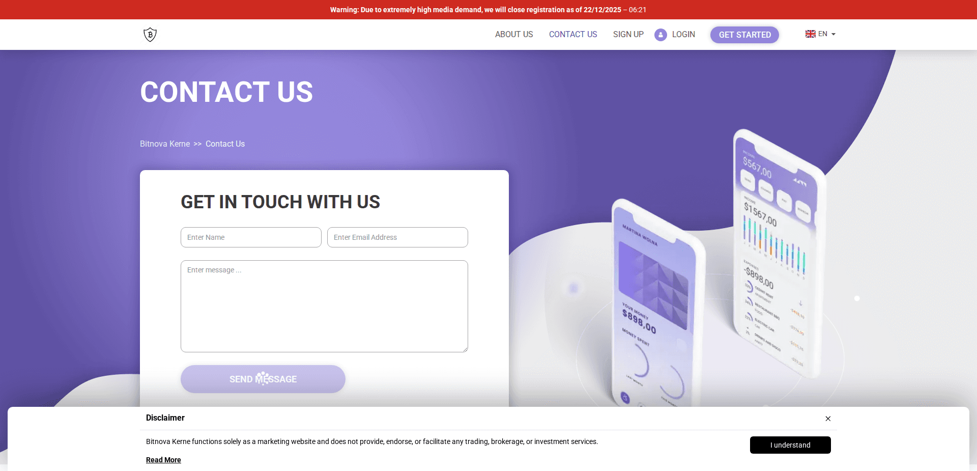 Website screenshot for https://bitnovakerne-platform.com/ - 2