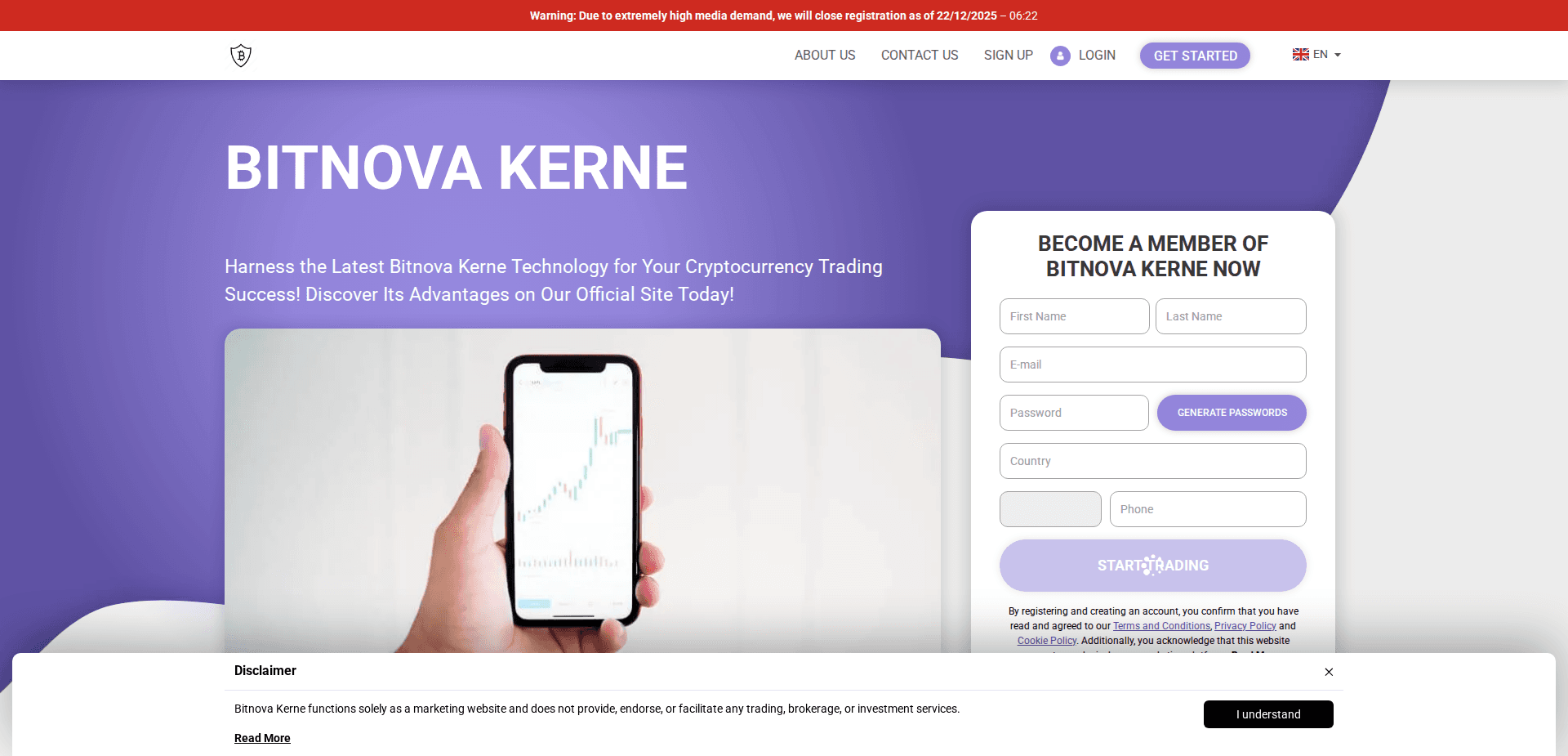 Website screenshot for https://bitnovakerne-platform.com/ - 1