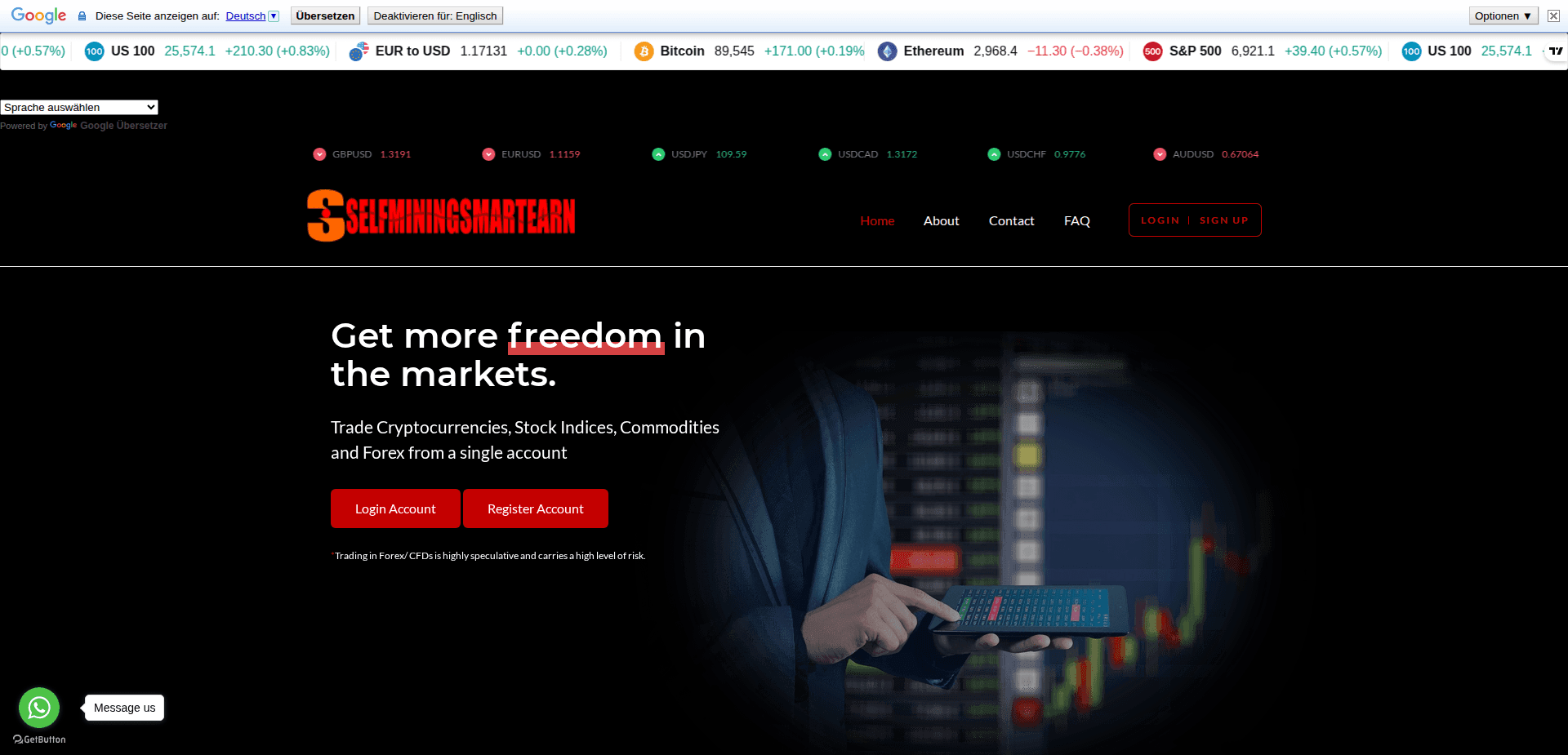 Website screenshot for https://selfminingsmartearns.live/ - 1