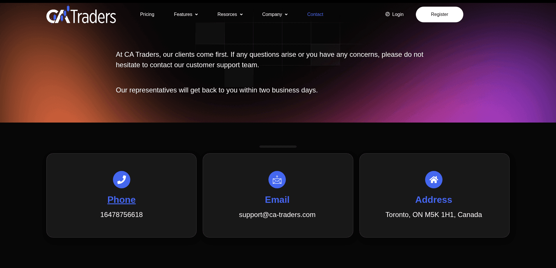 Website screenshot for https://ca-traders.com/ - 1