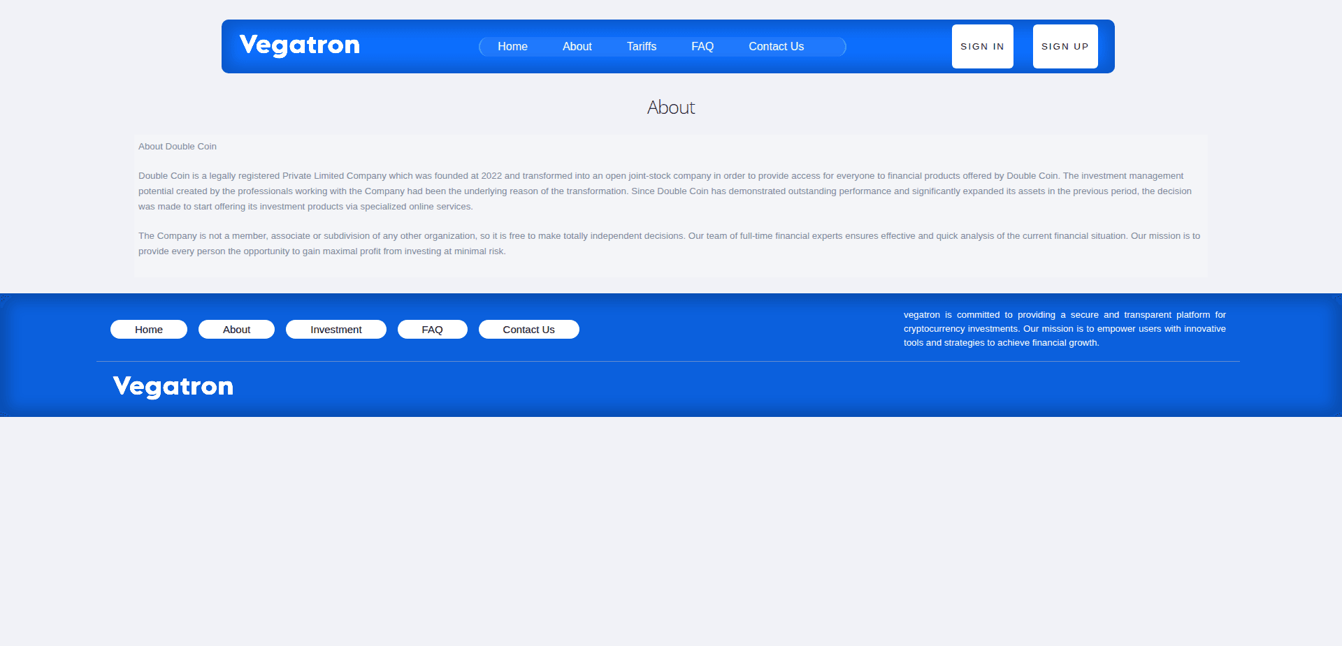 Website screenshot for https://vegatron.club/ - 2