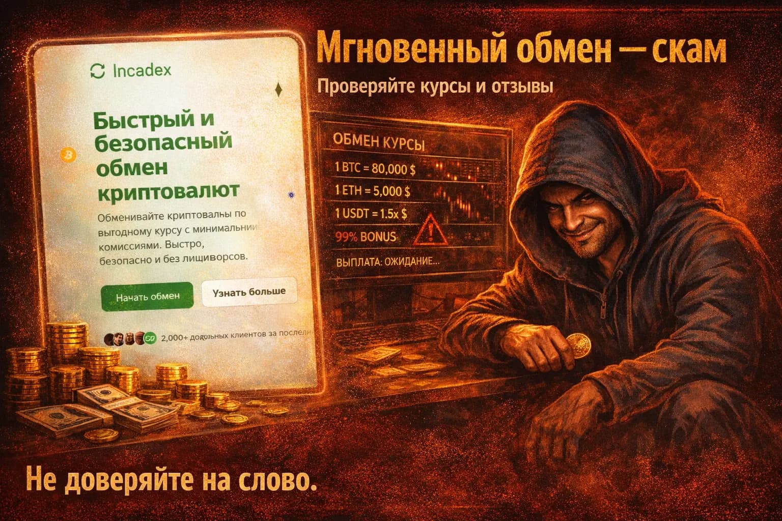 Скам мгновенный обмен криптовалют - честные отзывы, вебсайты и комментарии