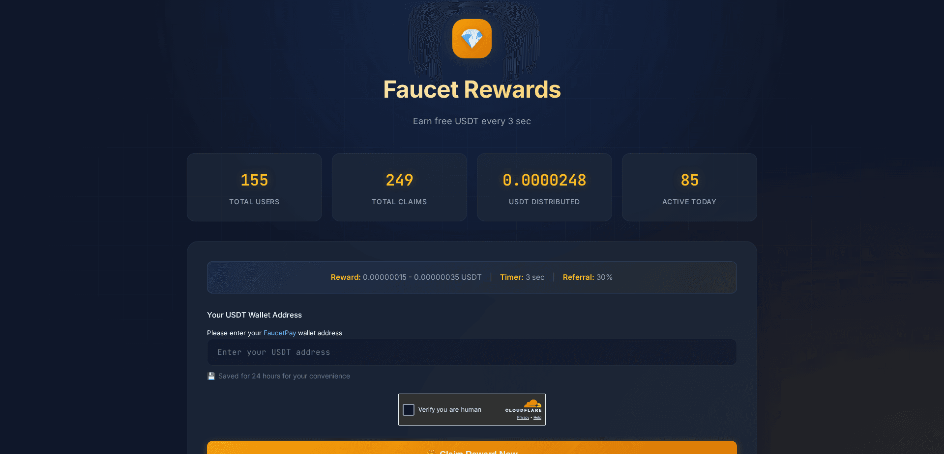 Website screenshot for https://faucetrewards.com/ - 1