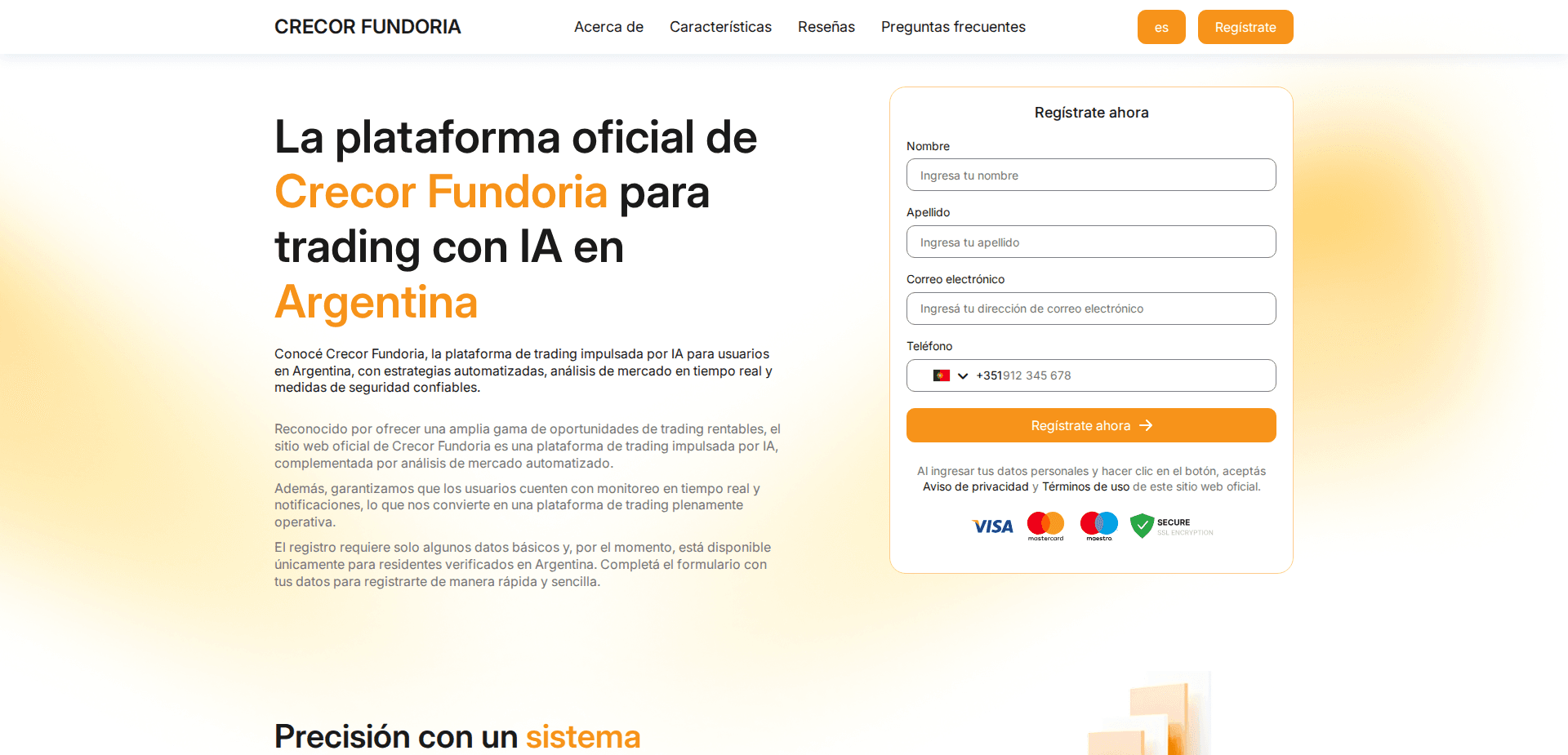 Website screenshot for https://crecor-fundoria.com/ - 1