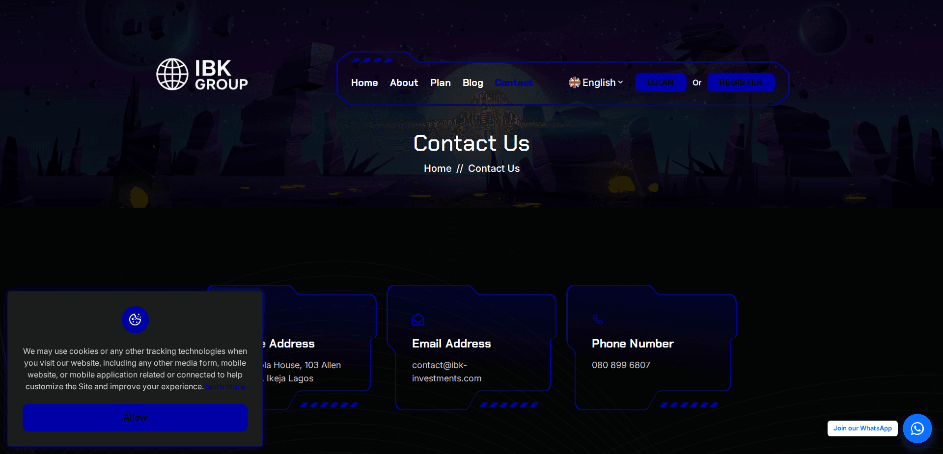 Website screenshot for https://ibk-investments.com/ - 2