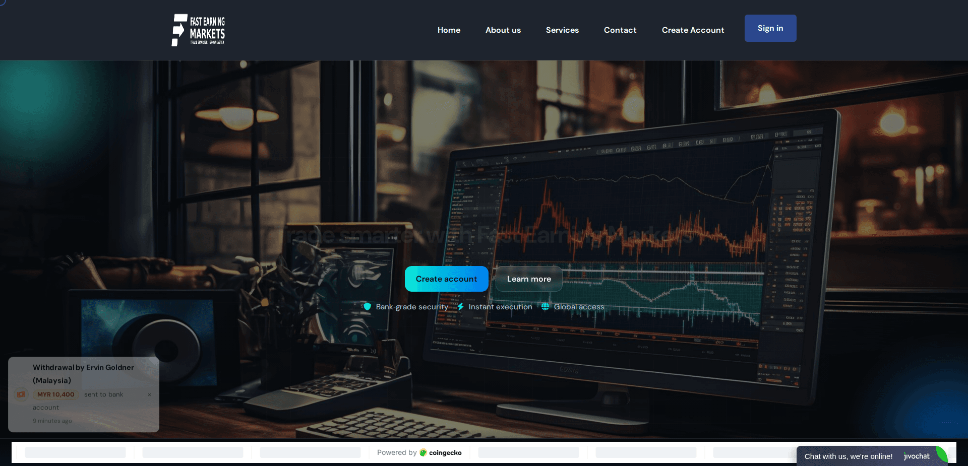 Website screenshot for https://fastearningmarkets.com/ - 1