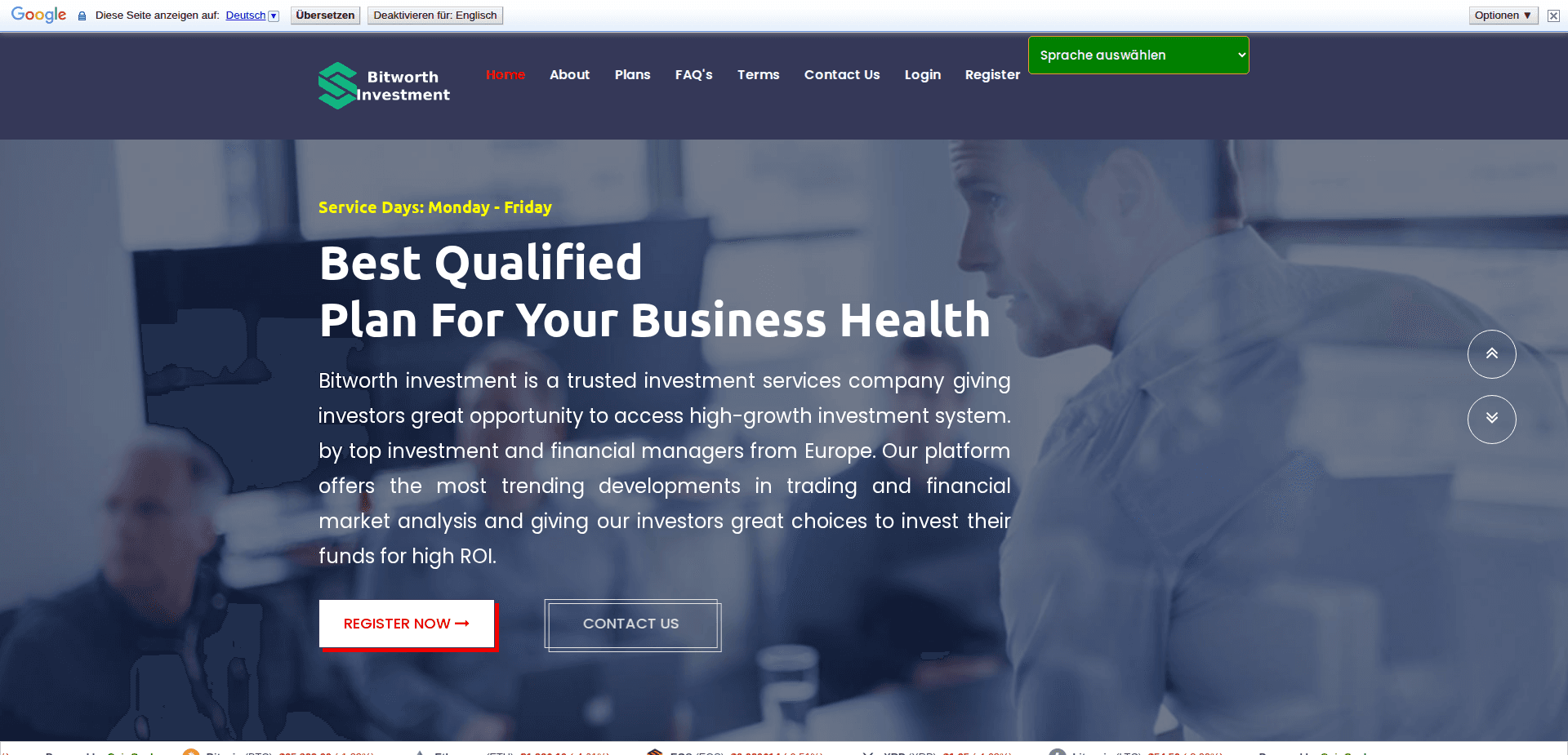Website screenshot for https://bitworthinvestment.com/ - 1