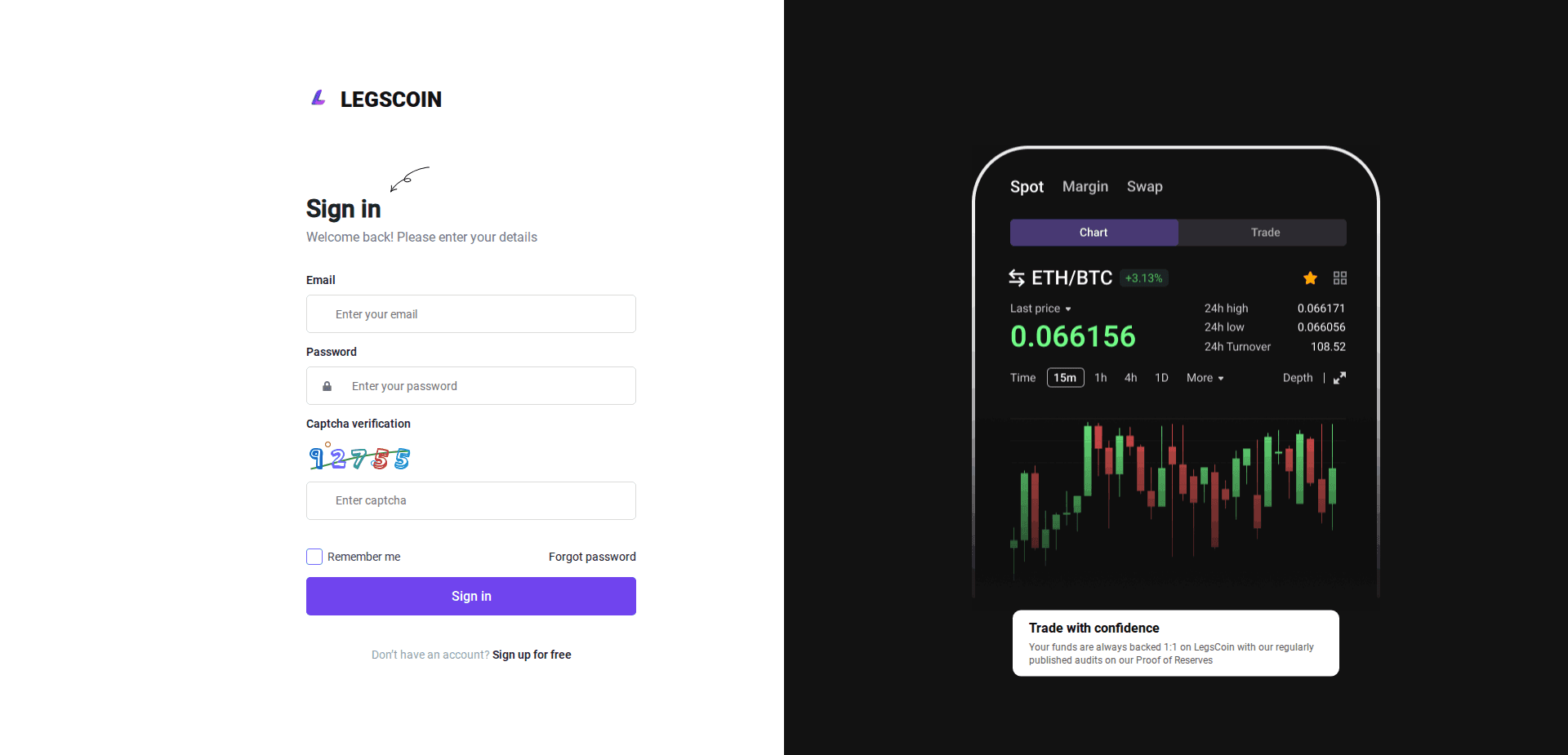 Website screenshot for https://legscoin.com/ - 2