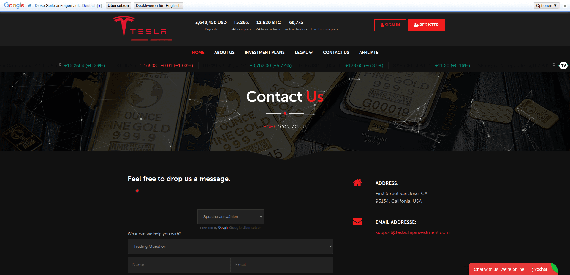 Website screenshot for https://teslachipinvestment.com/ - 2