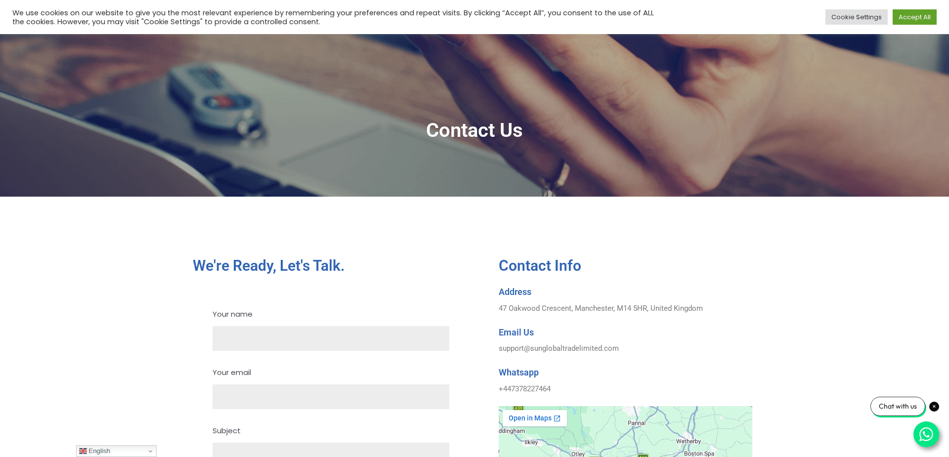 Website screenshot for https://sunglobalstradelimited.com/ - 2