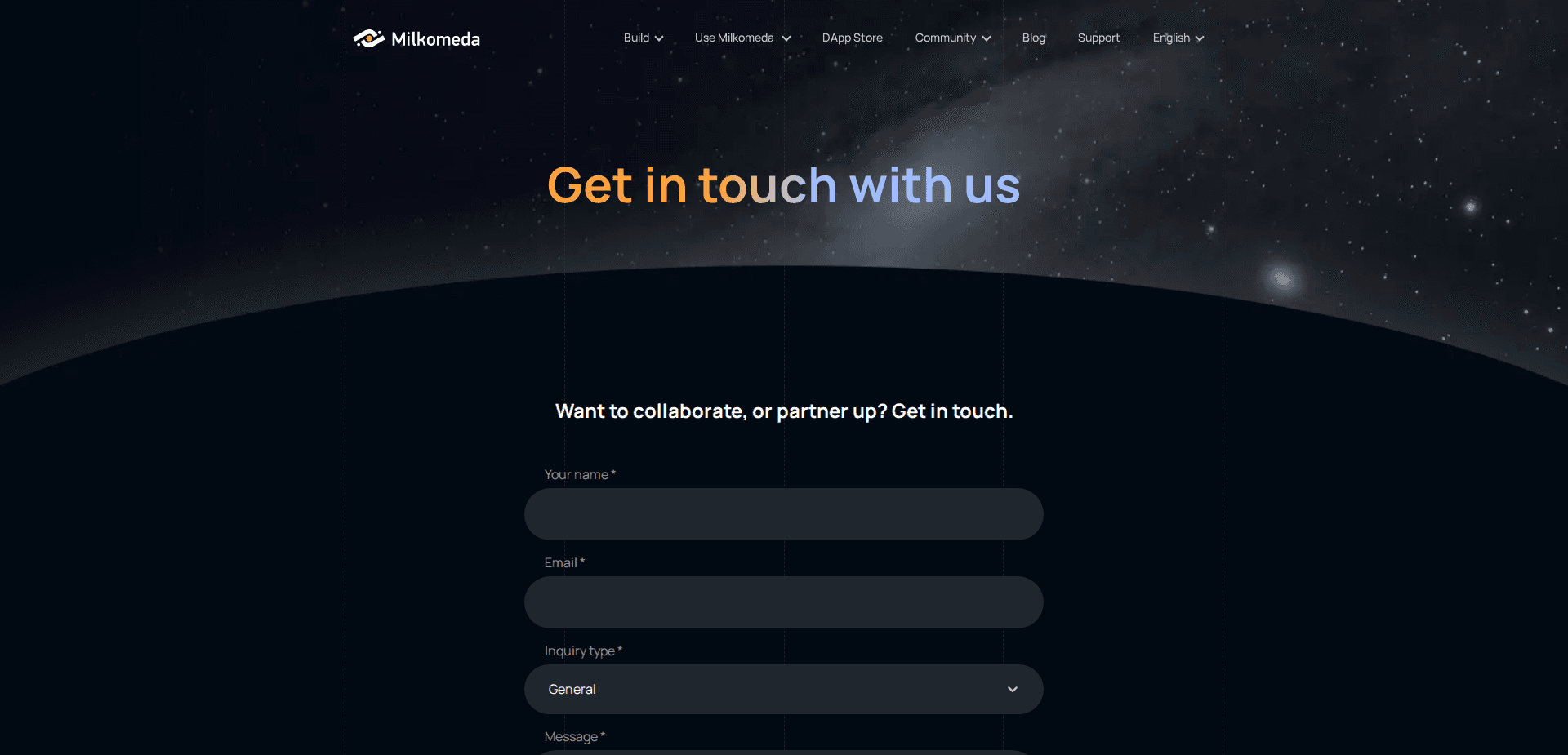 Website screenshot for https://milkomeda.com/ - 2