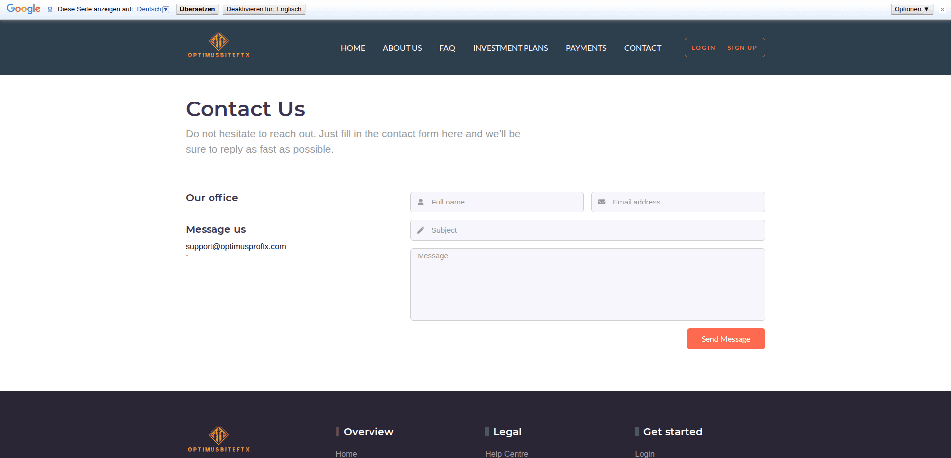 Website screenshot for https://optimusproftx.com/ - 2