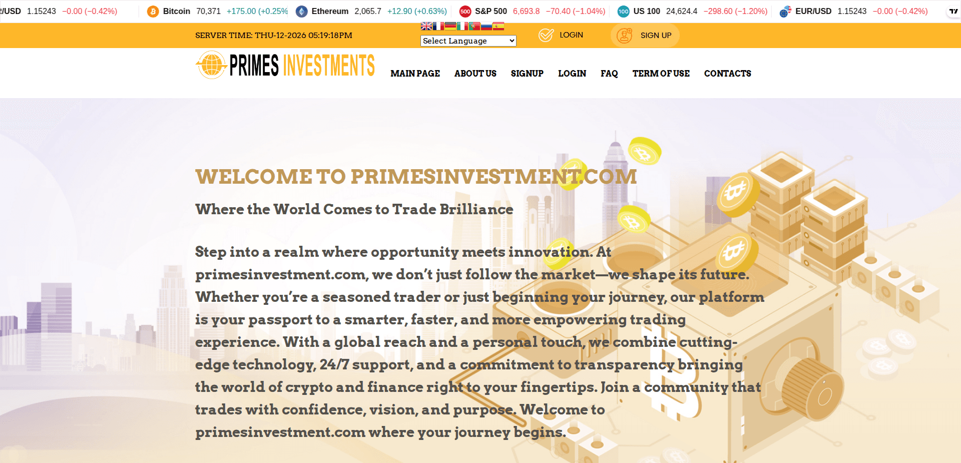 Website screenshot for https://primesinvestment.com/ - 1