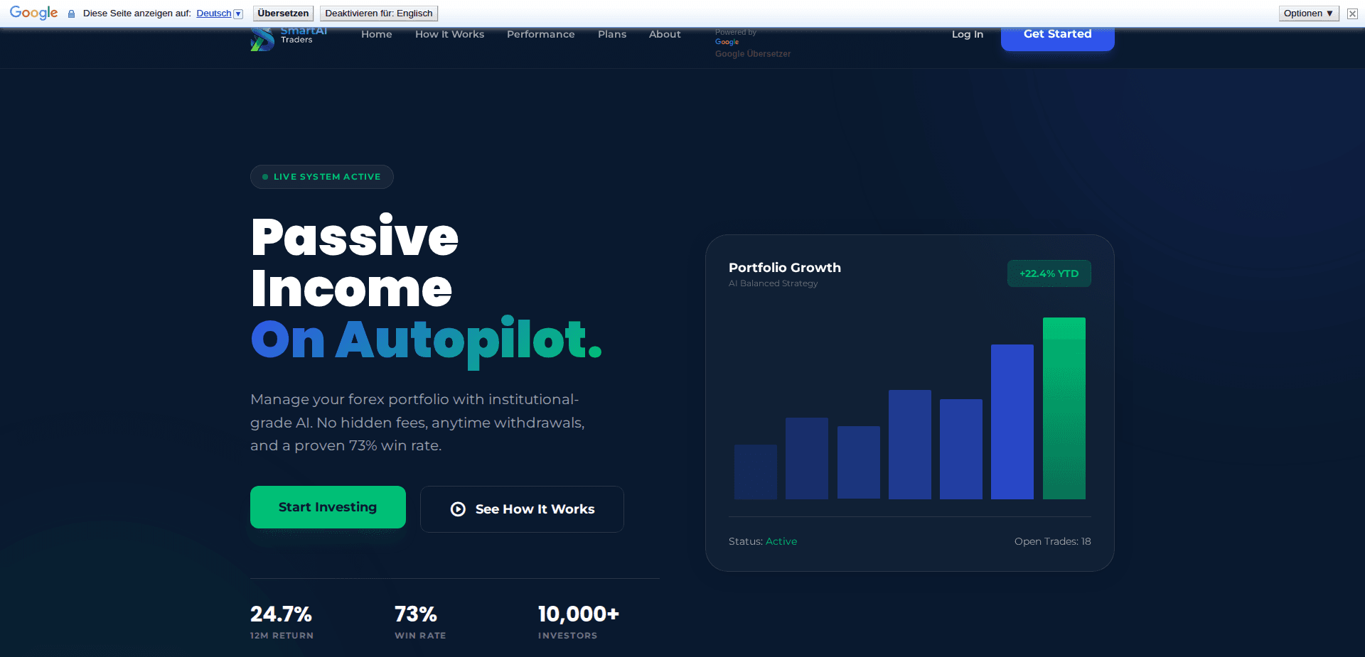 Website screenshot for https://smartaitraders.com/ - 1