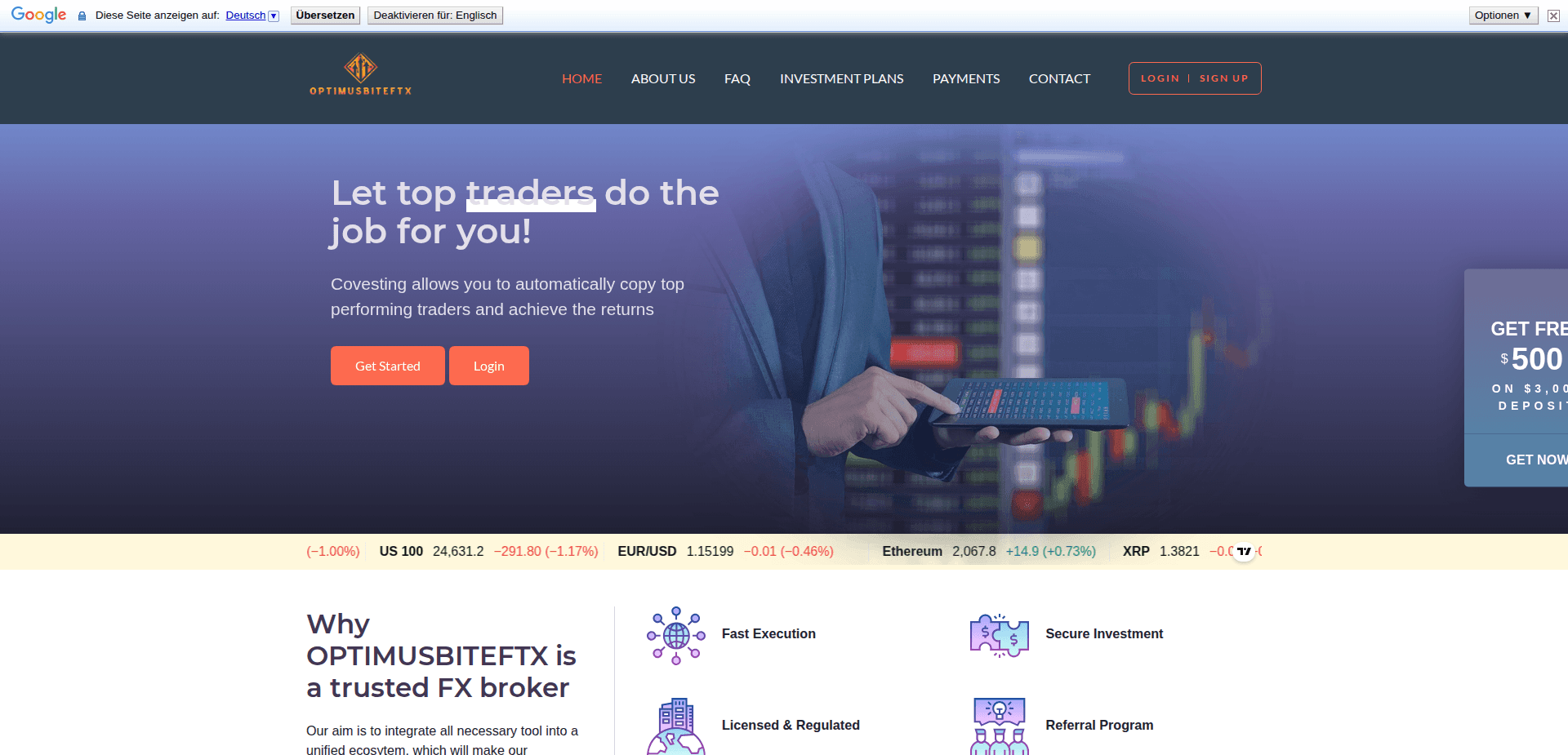 Website screenshot for https://optimusproftx.com/ - 1