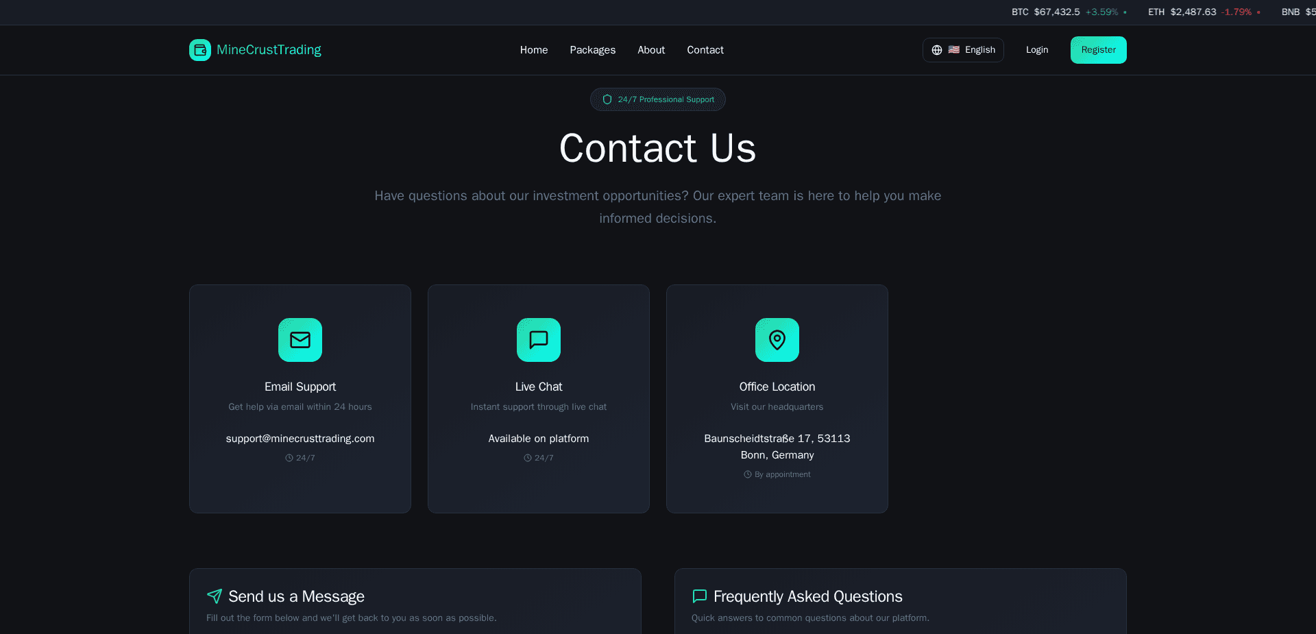 Website screenshot for https://minecrusttrading.com/ - 2