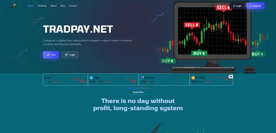 Website screenshot for https://tradpay.net/ - 2