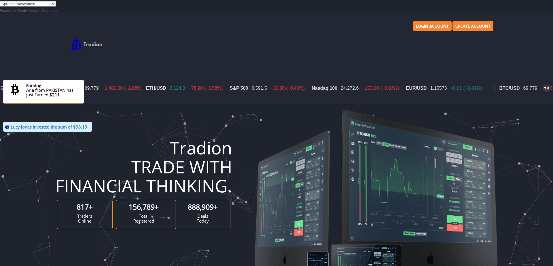 Website screenshot for https://tradion.live/ - 1
