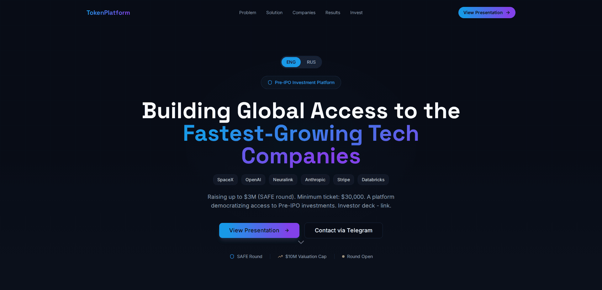 Website screenshot for https://token-platform.com/ - 1