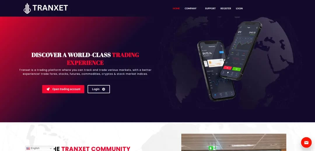 Website screenshot for https://tranxet.com/ - 2