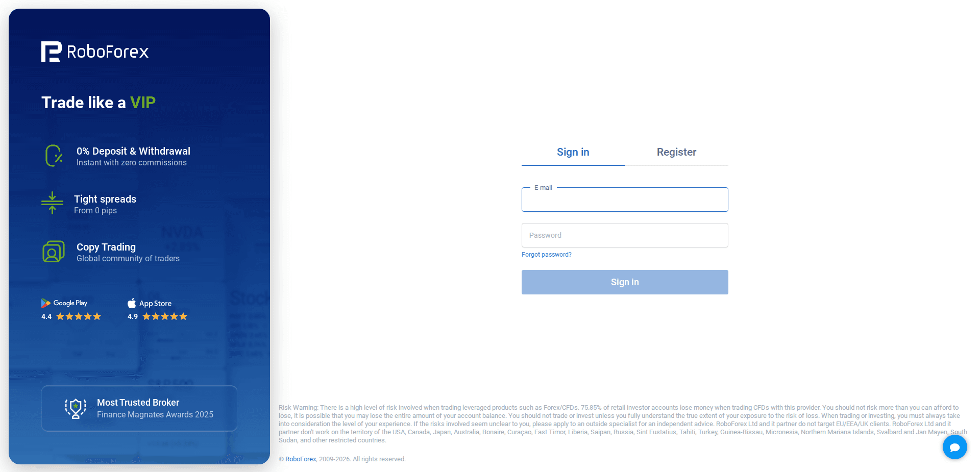 Website screenshot for https://my26.roboforex.org/ - 1