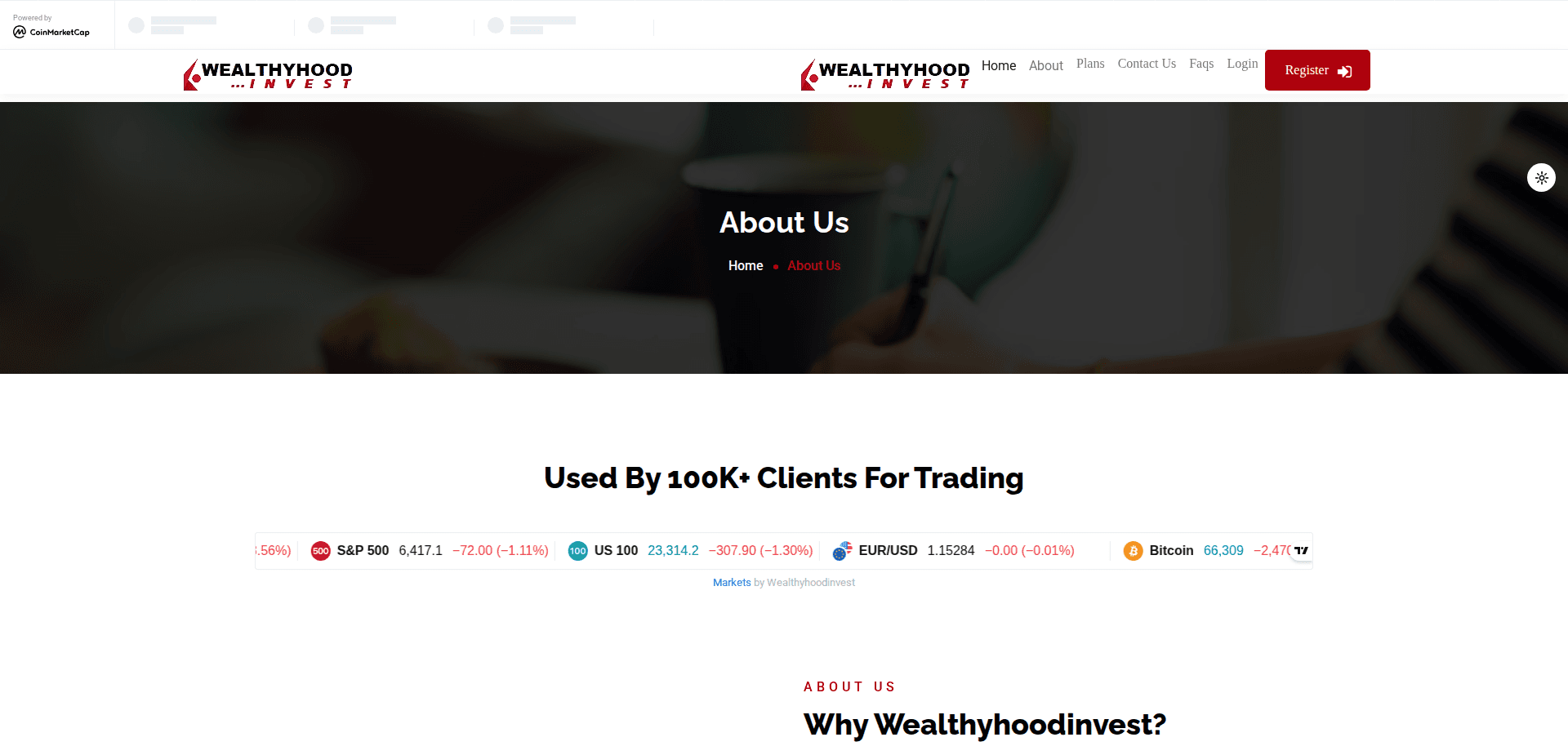 Website screenshot for https://wealthyhoodinvest.online/ - 2