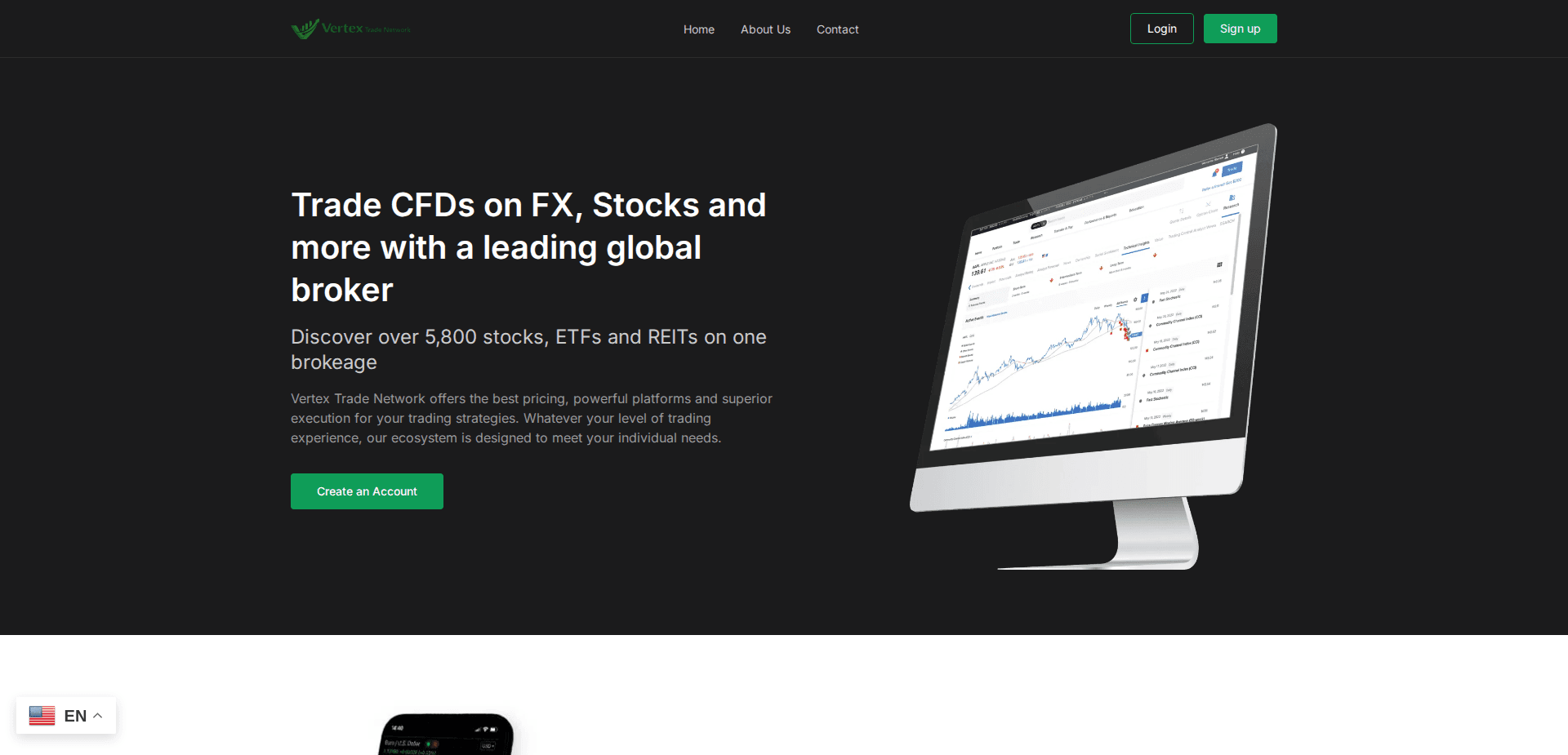 Website screenshot for https://vertextradenetwork.com/ - 1