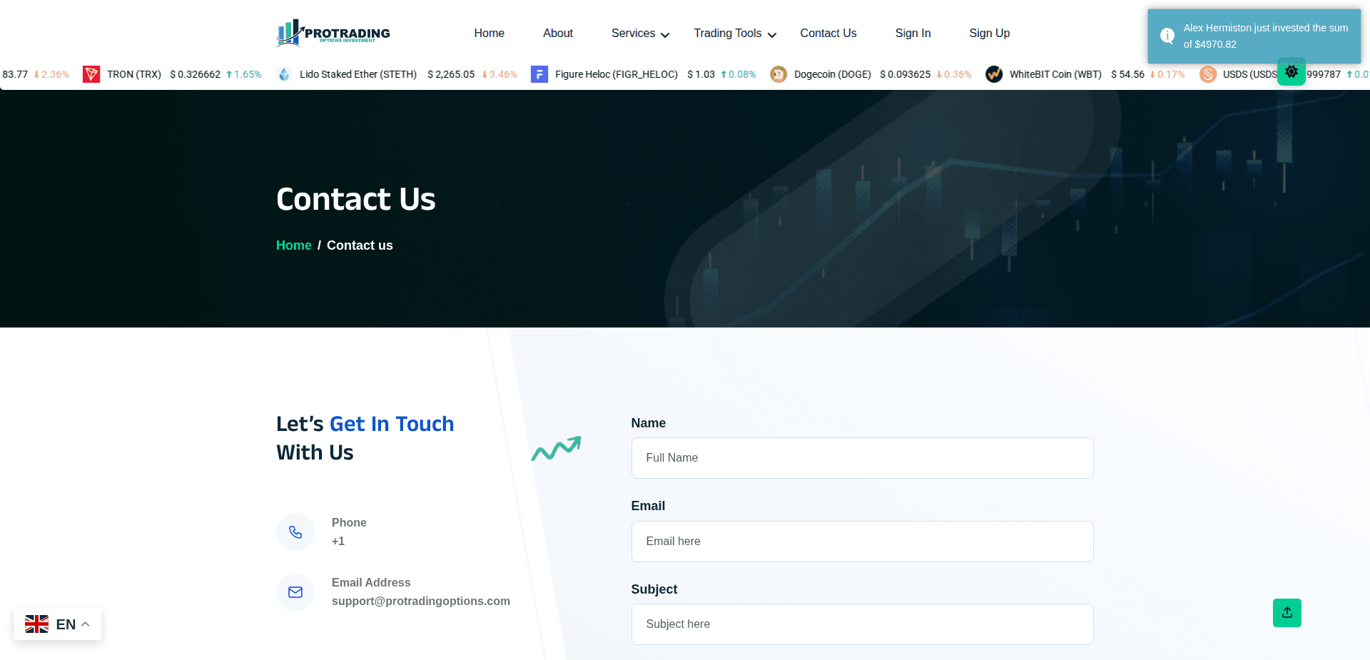 Website screenshot for https://protrading-options.com/ - 2