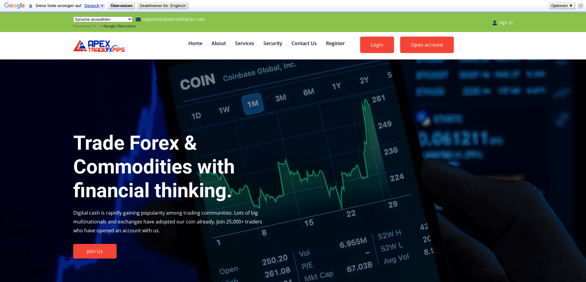 Website screenshot for https://apextradefxpips.com/ - 1