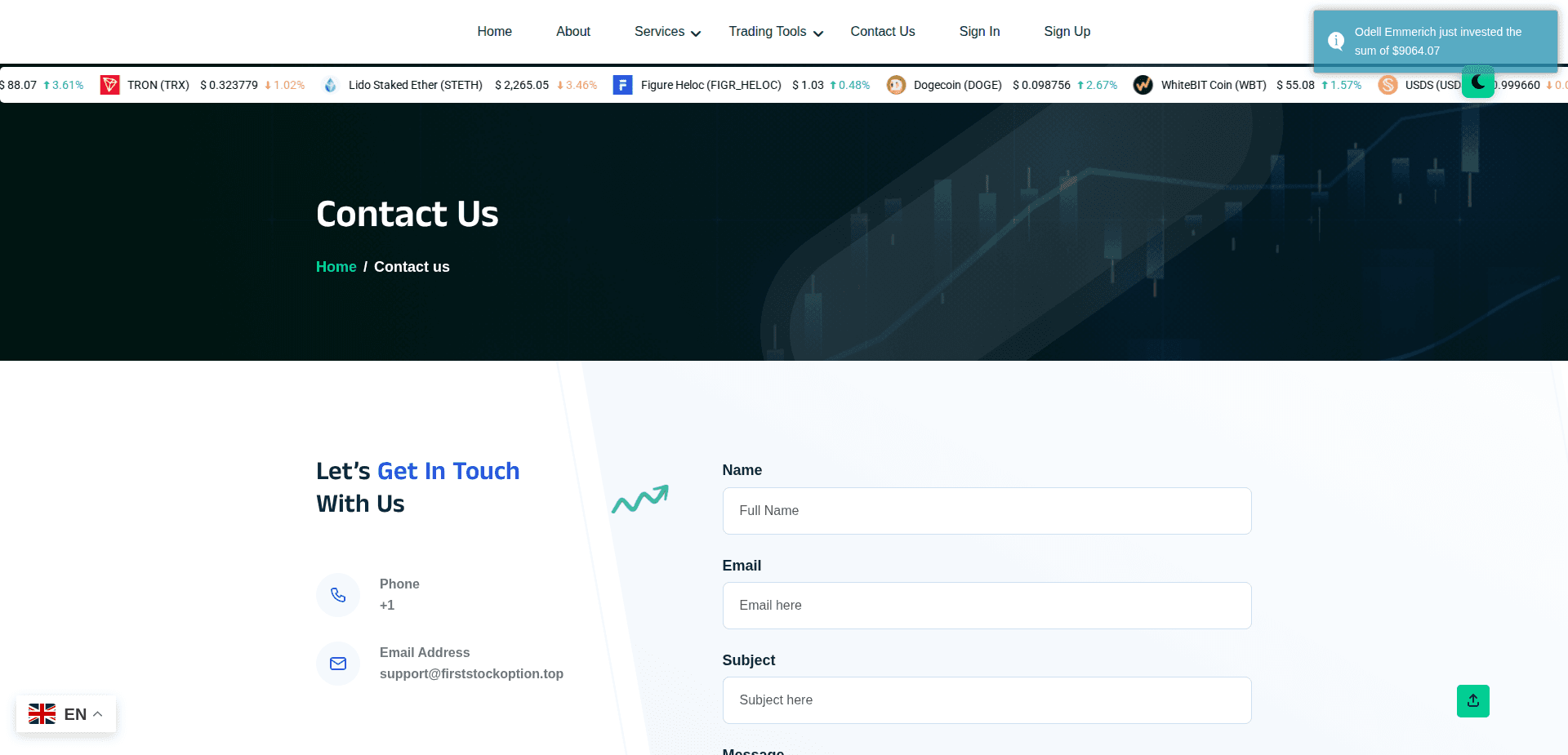 Website screenshot for https://firststockoption.top/ - 3
