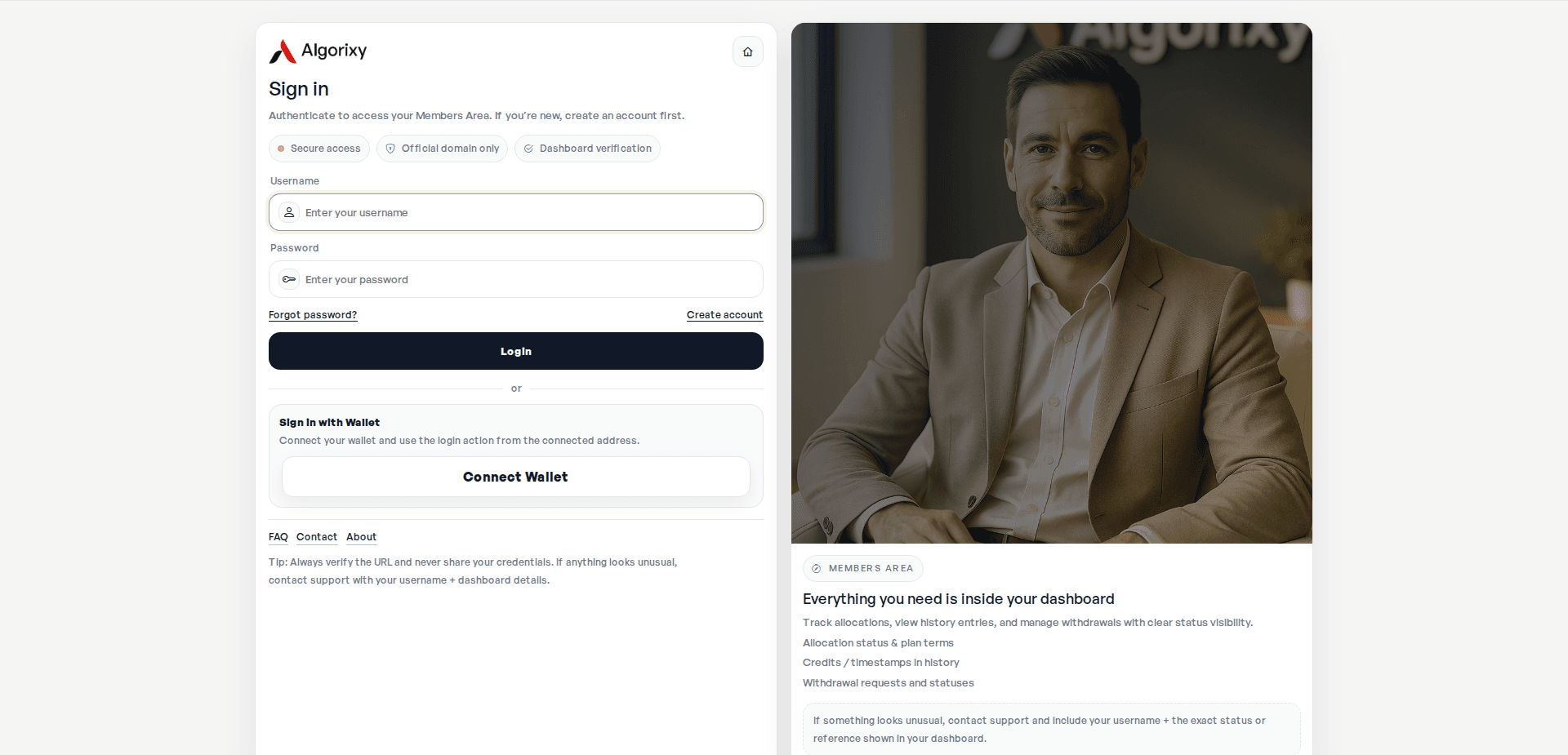 Website screenshot for https://algorixy.io/ - 2