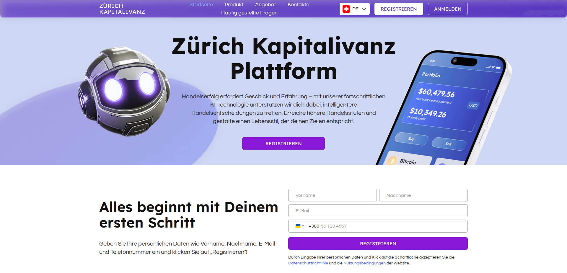 Website screenshot for https://zurich-kapitalivanz.com/ - 1