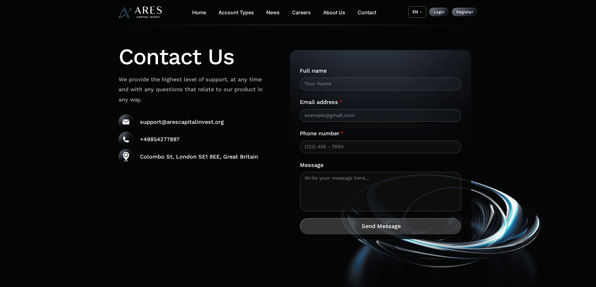 Website screenshot for https://arscinvest.com/ - 2