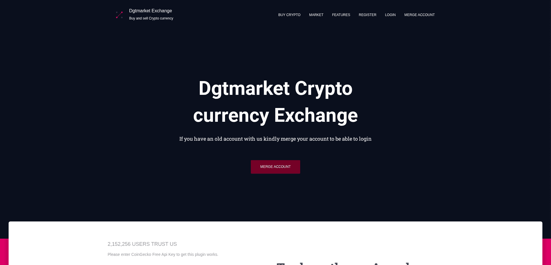 Website screenshot for https://dgtmarket.exchange/ - 1