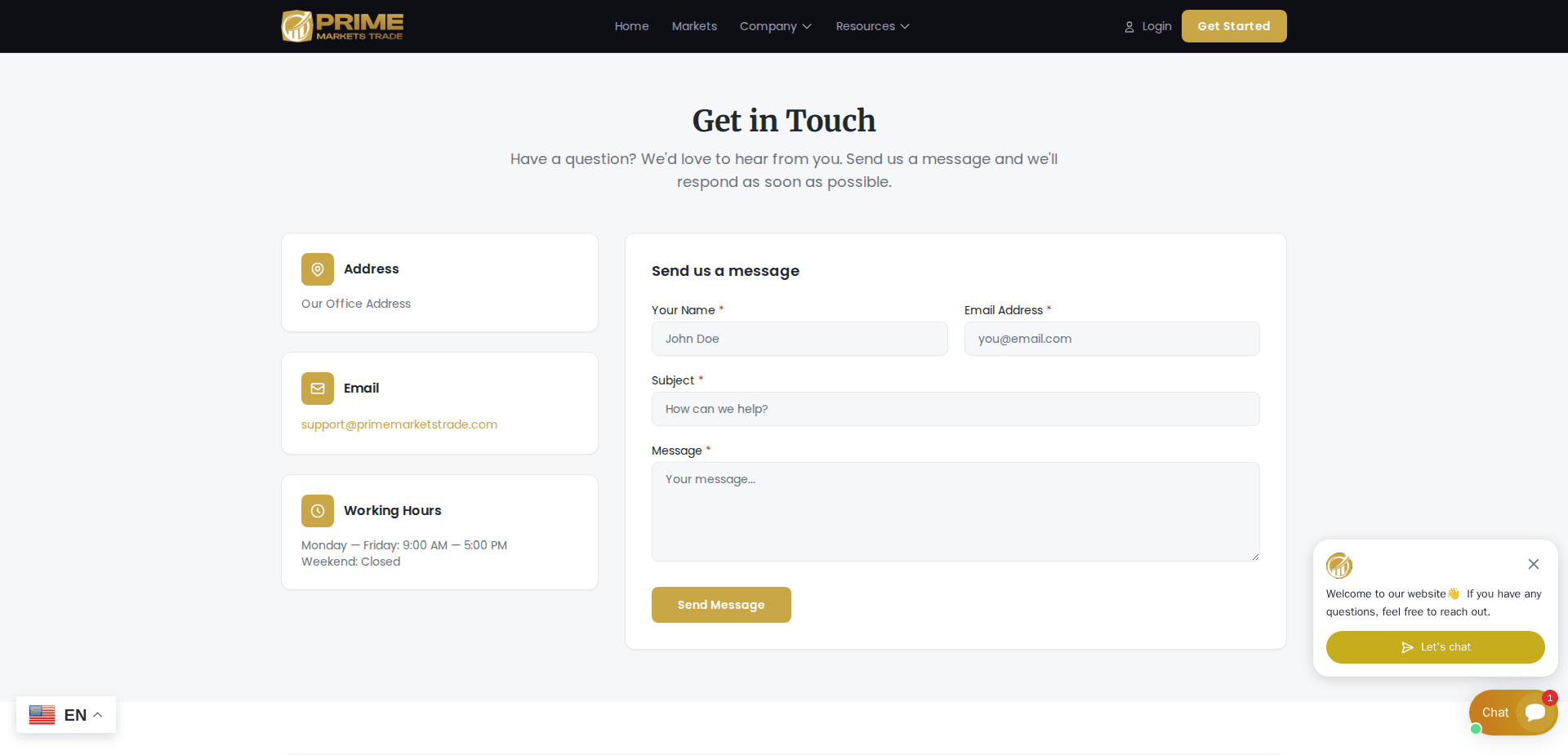Website screenshot for https://primemarketstrade.com/ - 2