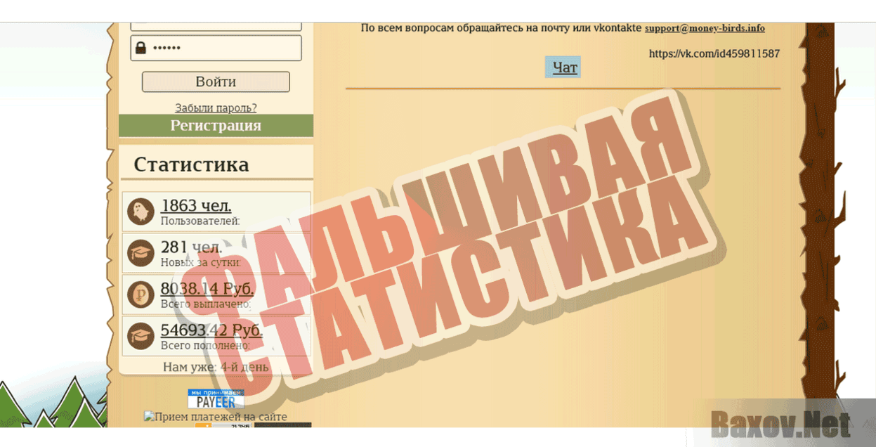 Money Birds Фальшивая статистика