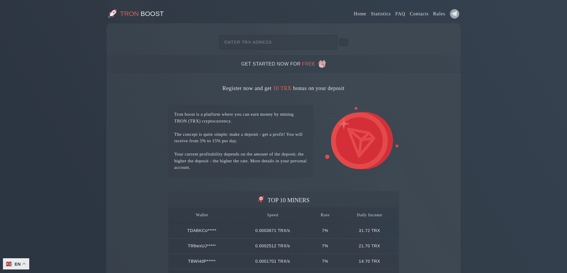 Screenshot for tronboost.cc - 1