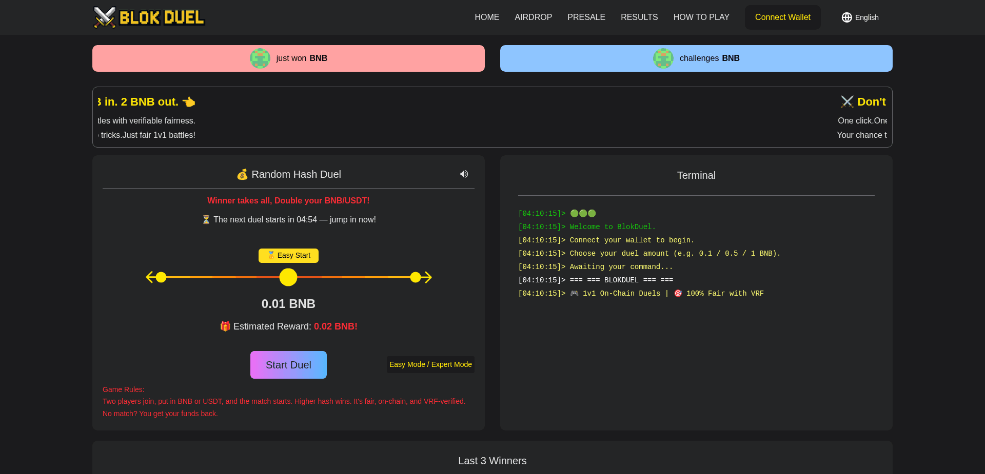 Screenshot for blokduel.xyz - 2