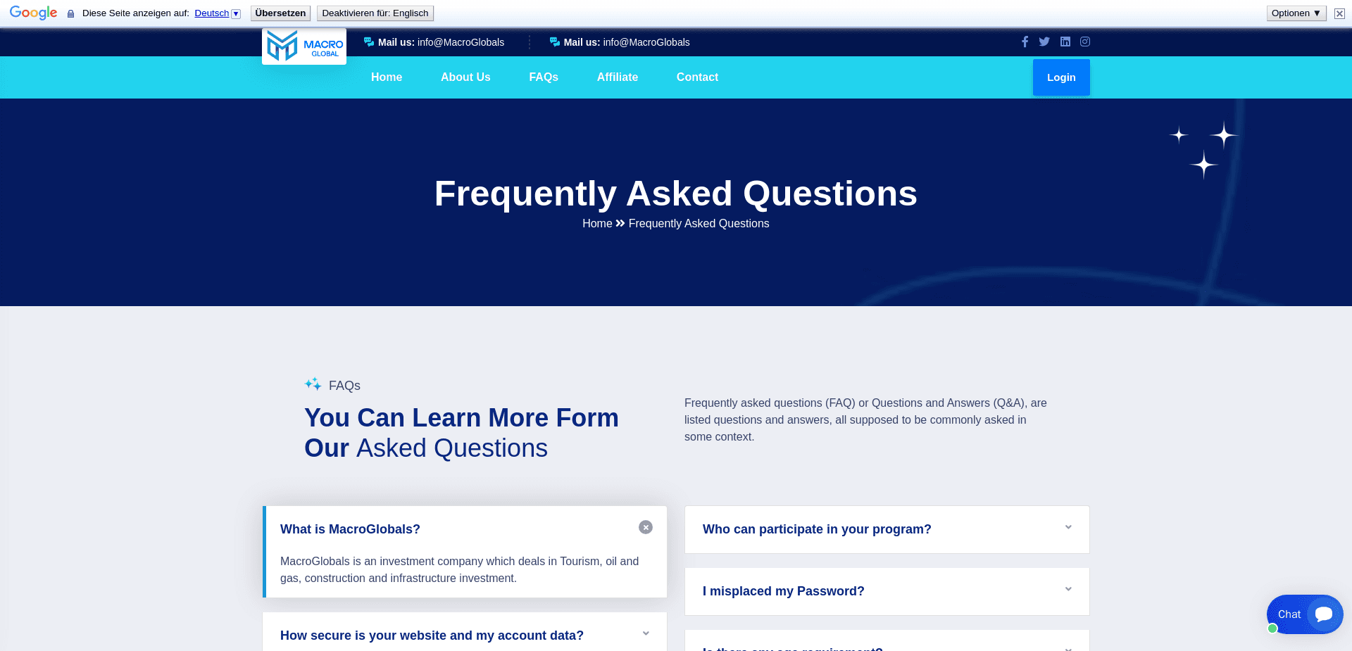 Screenshot for macroglobals.com - 2