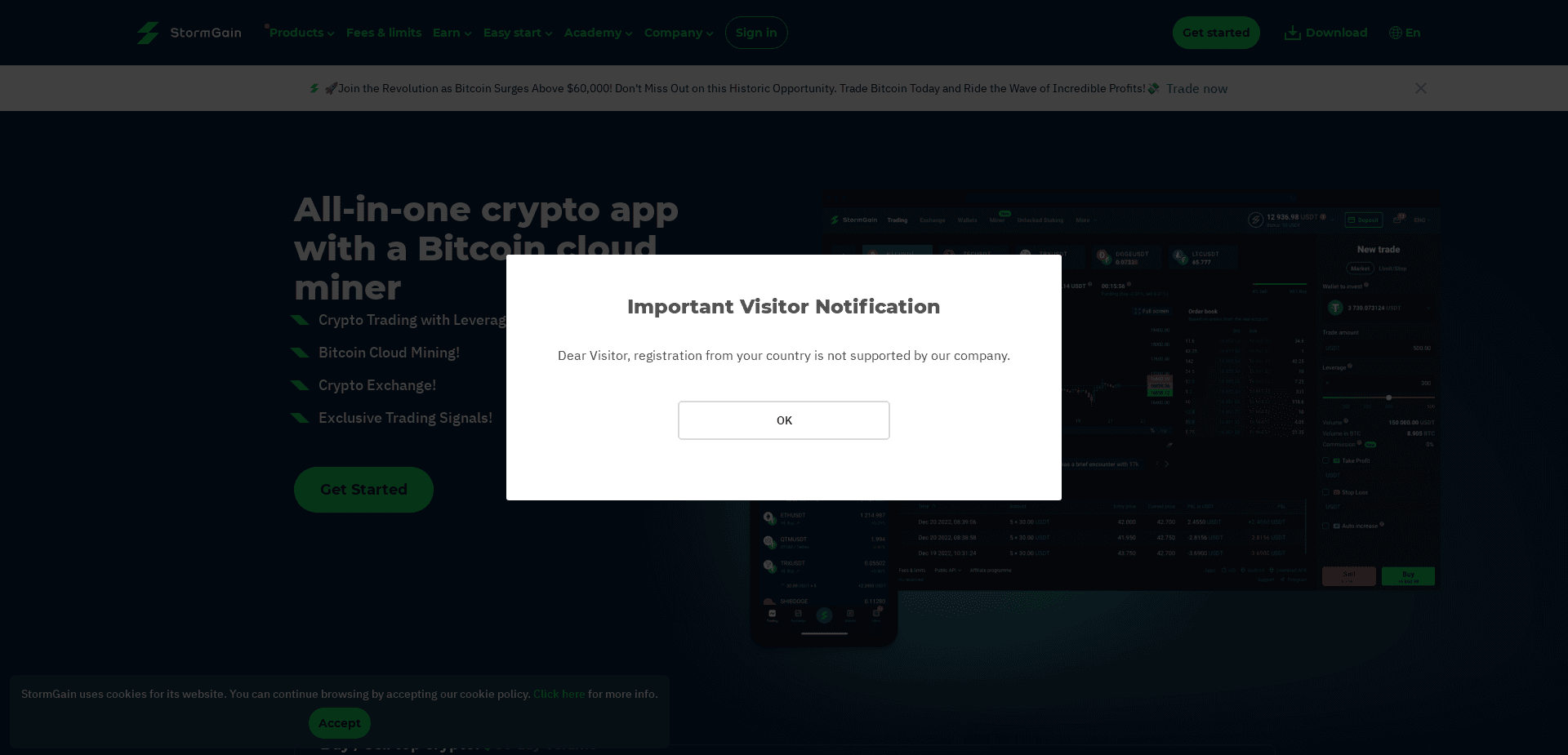 Screenshot for stormgain.com - 0