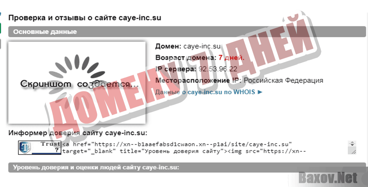 Caye Corporated Inc Домену 7 дней