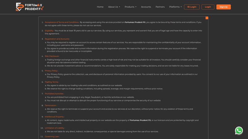Fortumax Prudent Fx - условия