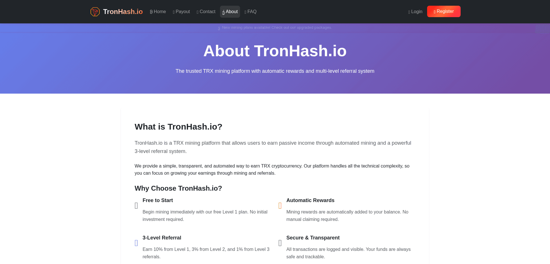 Screenshot for tronhash.io - 1