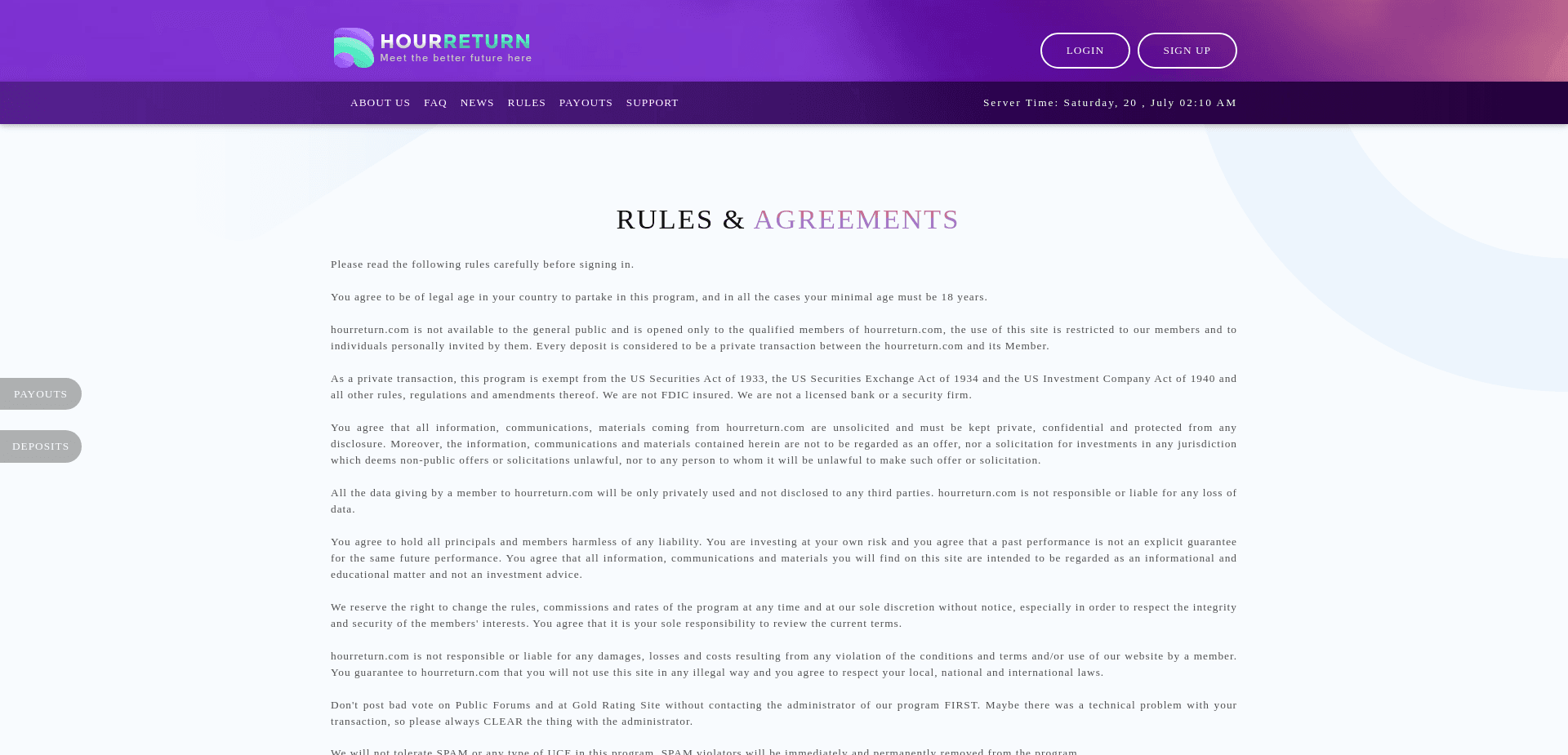 Screenshot for hourreturn.com - 2