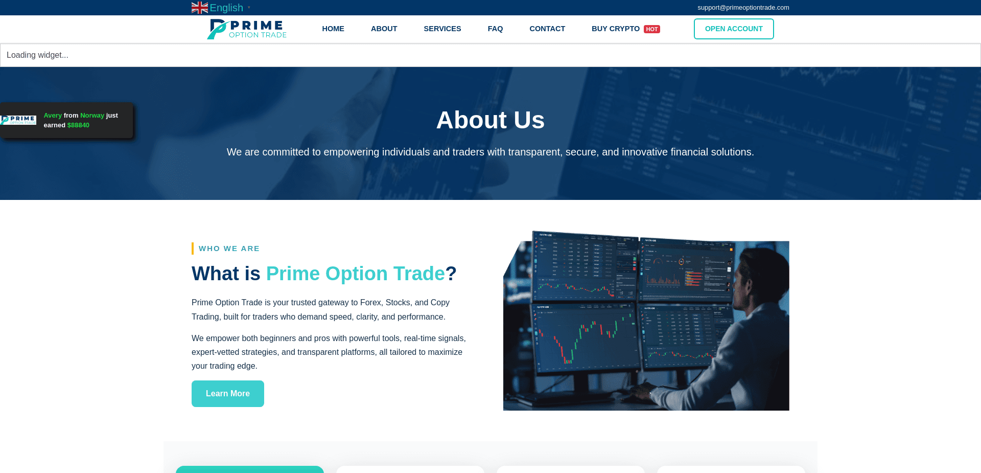 Screenshot for primeoptiontrade.com - 2