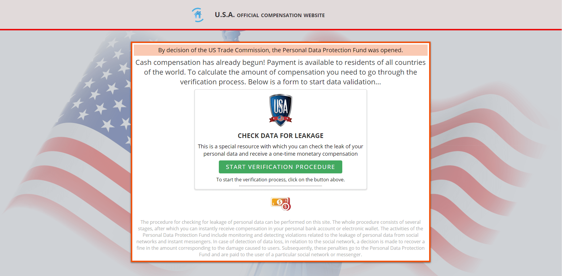 Официальный сайт компенсации США